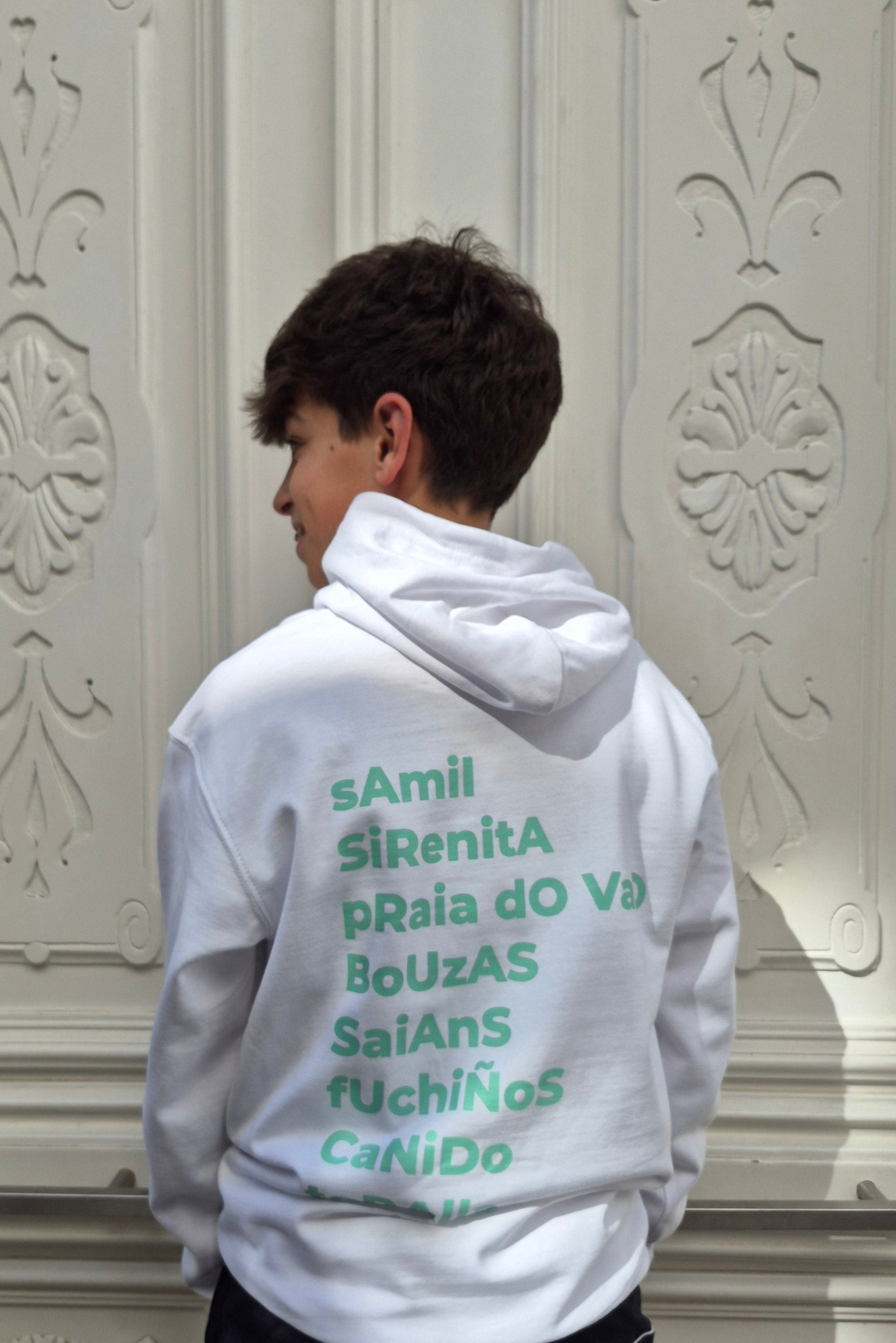 SUDADERA BLANCO/VERDE-AGUA "VIGO" KIDS