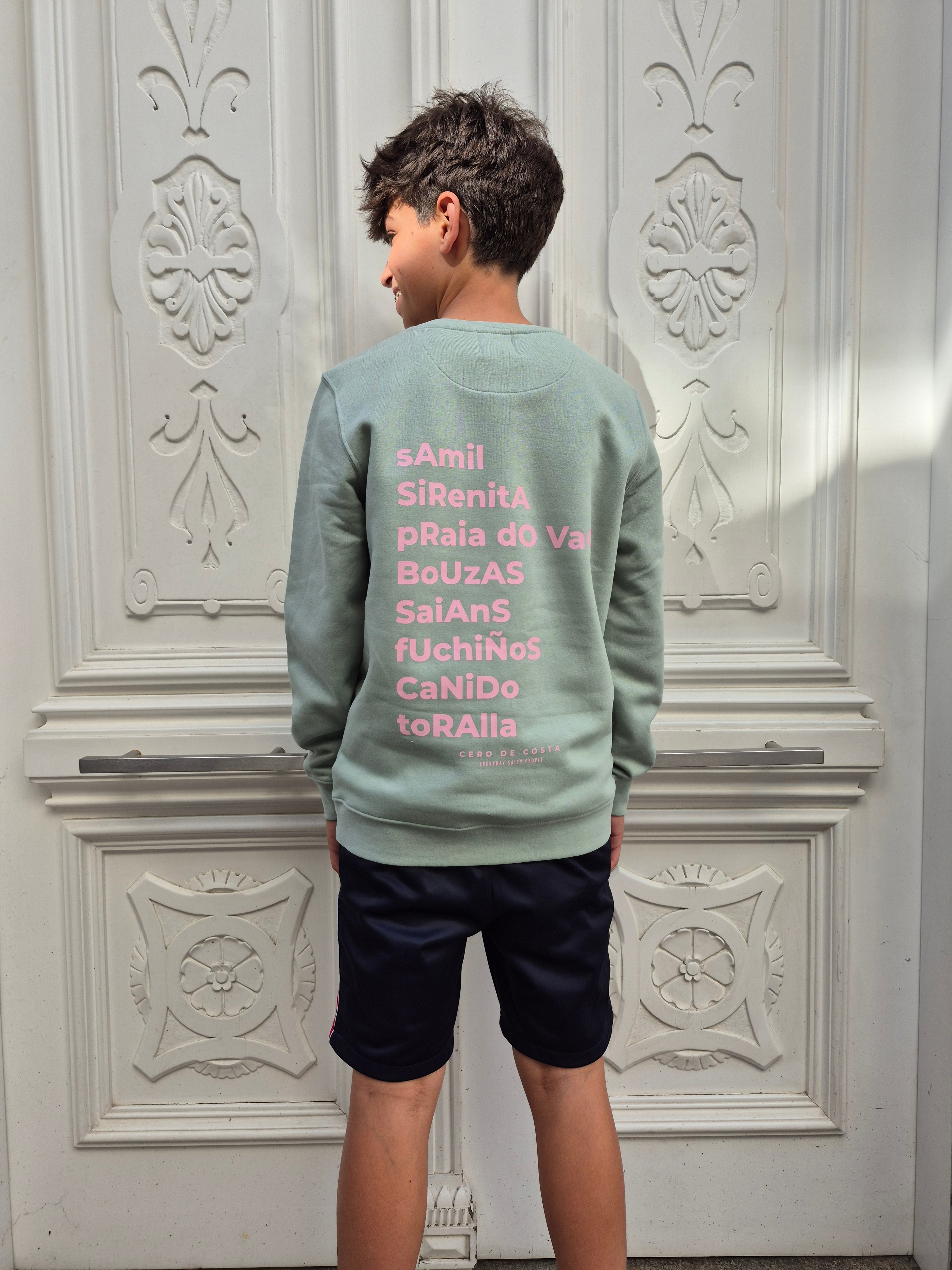 SUDADERA KIDS VERDE AGUA/ROSA VIGO