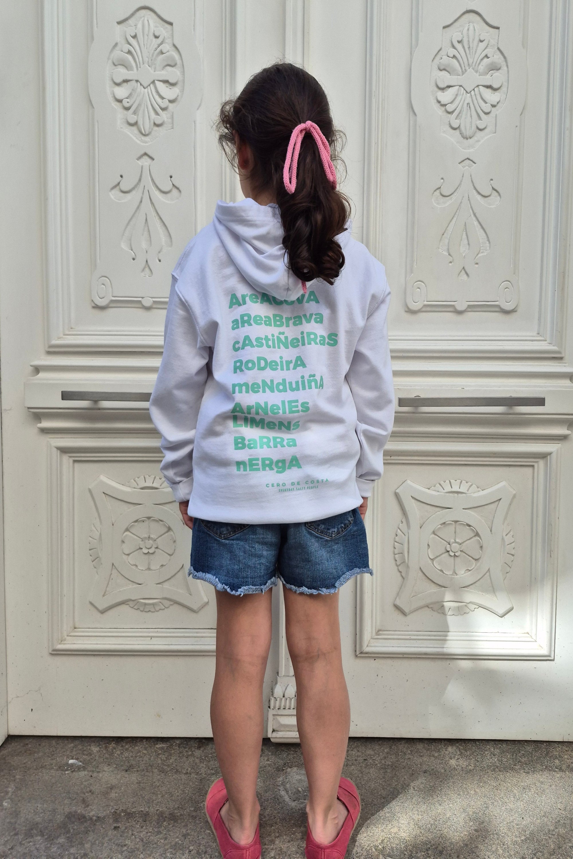 SUDADERA BLANCO/VERDE-AGUA "MORRAZO" KIDS