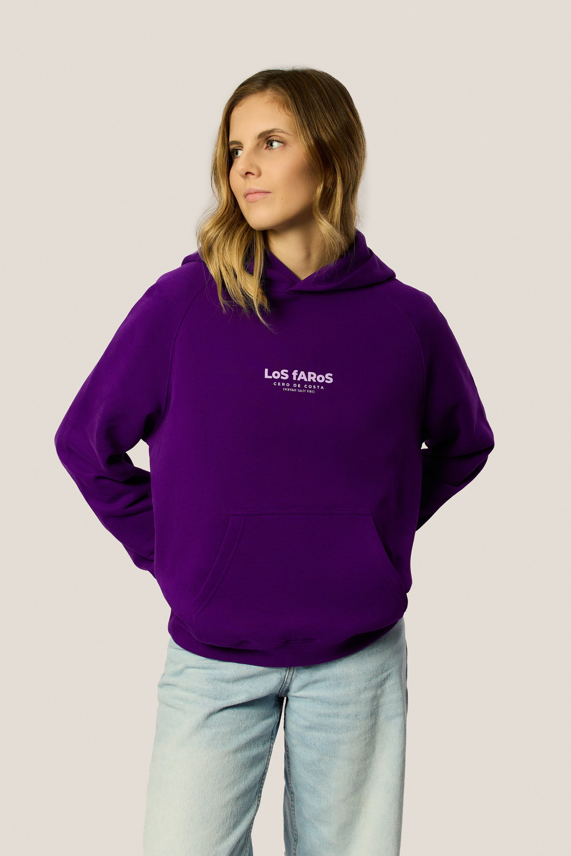 SUDADERA VIOLETA/LILA "LOS FAROS" CON CAPUCHA