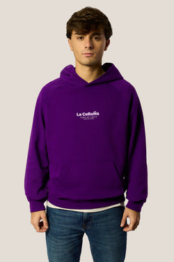 SUDADERA VIOLETA/LILA "LA CORUÑA" PLAYAS CIUDAD CON CAPUCHA