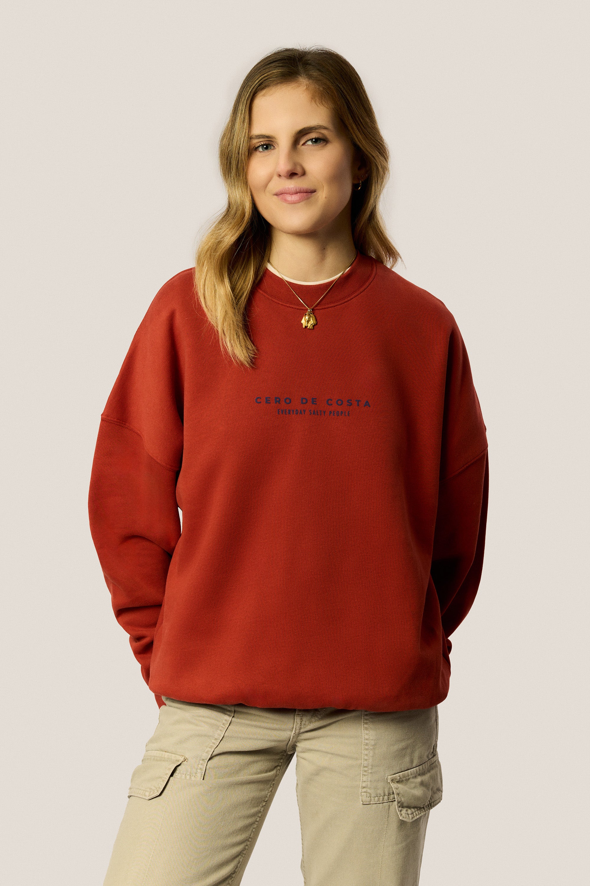 SUDADERA OVERSIZE ROJO/AZUL "CERO DE COSTA" PLAYAS SURF