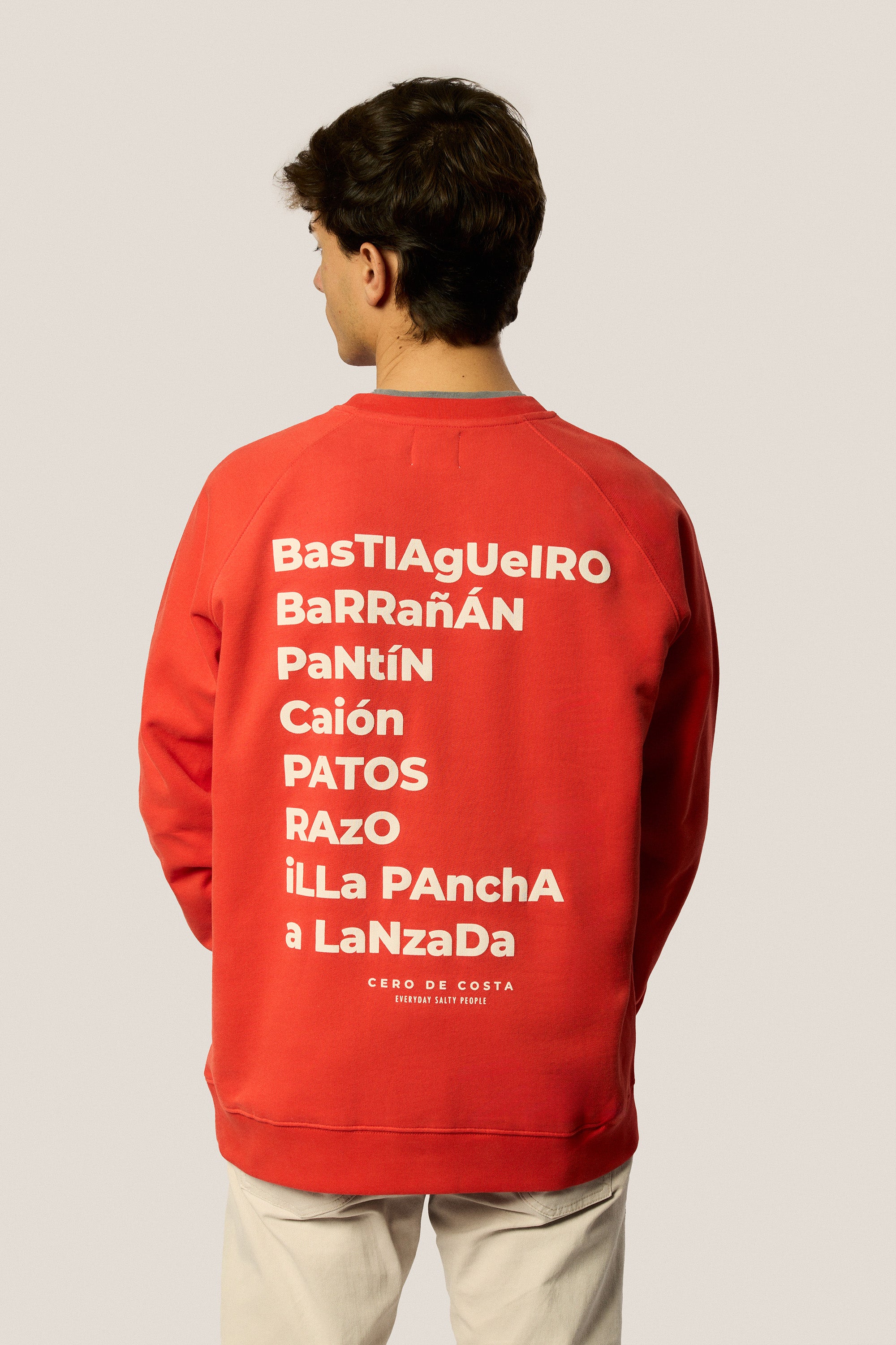 SUDADERA ROJO/BLANCO "CERO DE COSTA" PLAYAS SURF