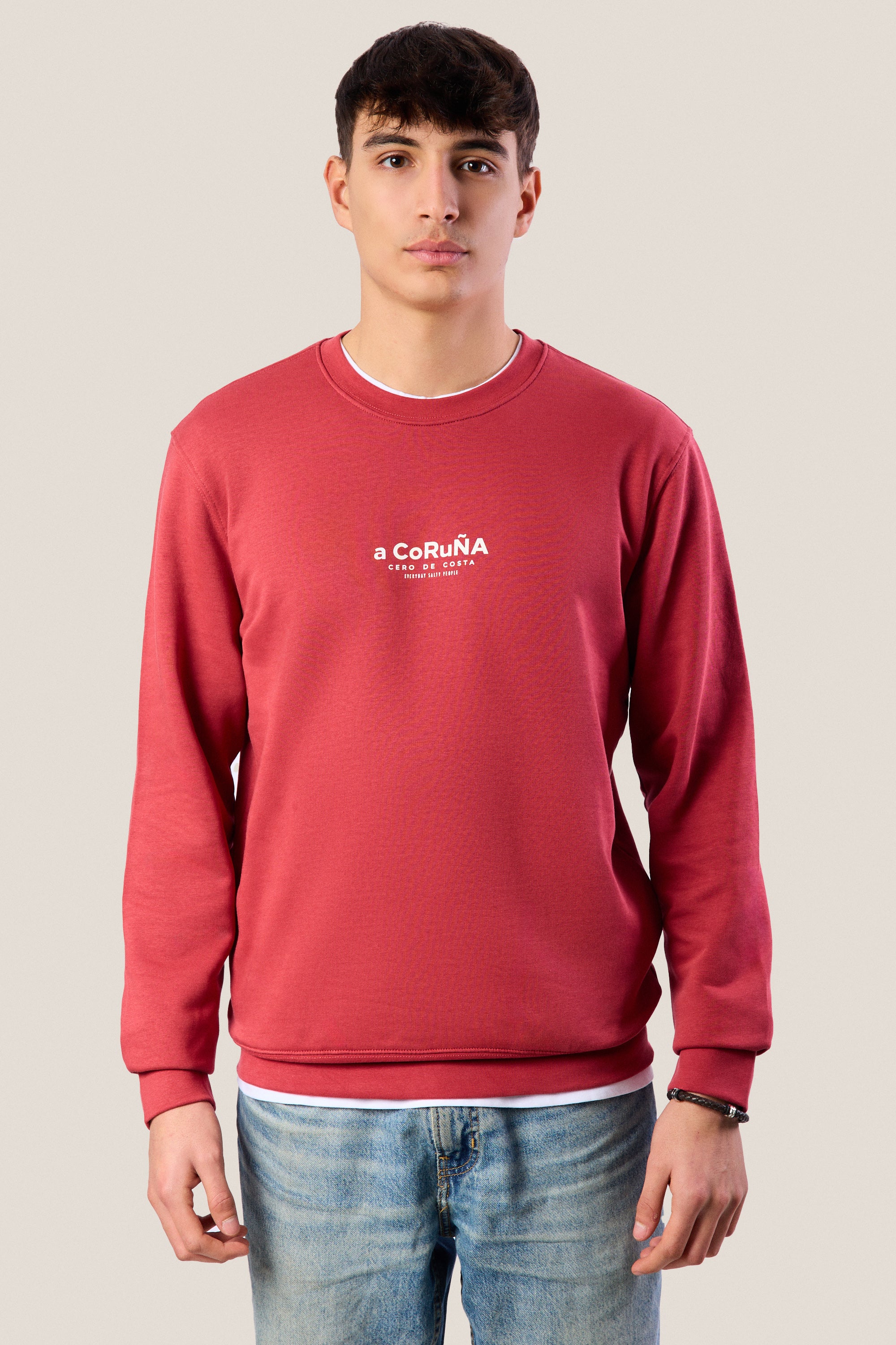 SUDADERA ROJO/BLANCO "A CORUÑA" PLAYAS CIUDAD