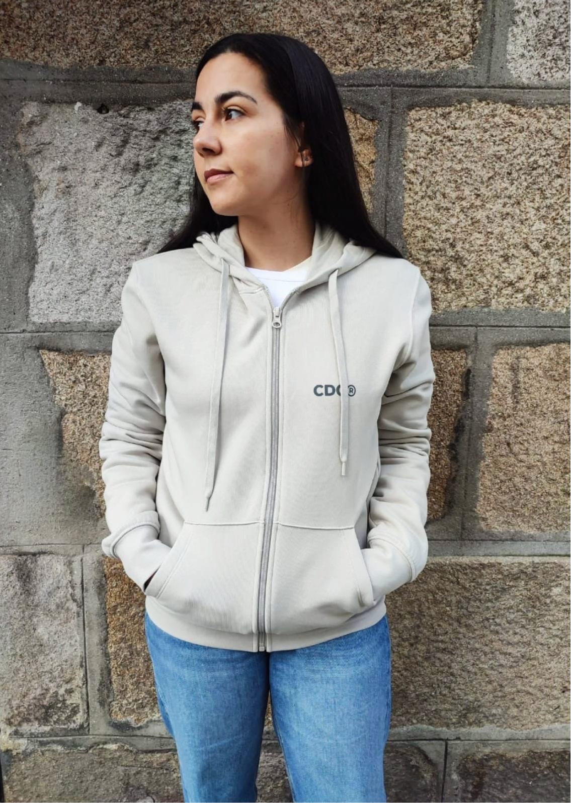 SUDADERA CREMALLERA GRIS/AZUL MARINO "PONTEVEDRA"