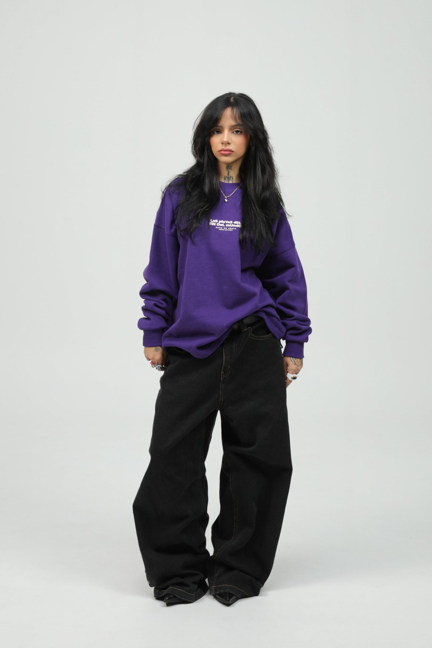 PURPLE/WHITE SWEATSHIRT "END OF THE WORLD" 