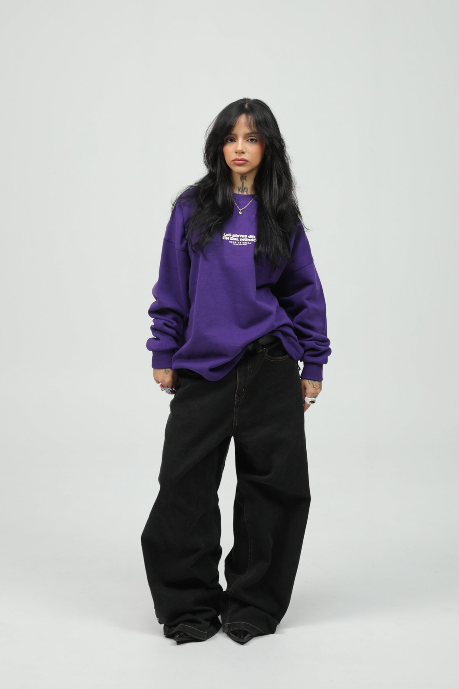 SUDADERA PRAIAS FIN DO MUNDO VIOLETA/BLANCO