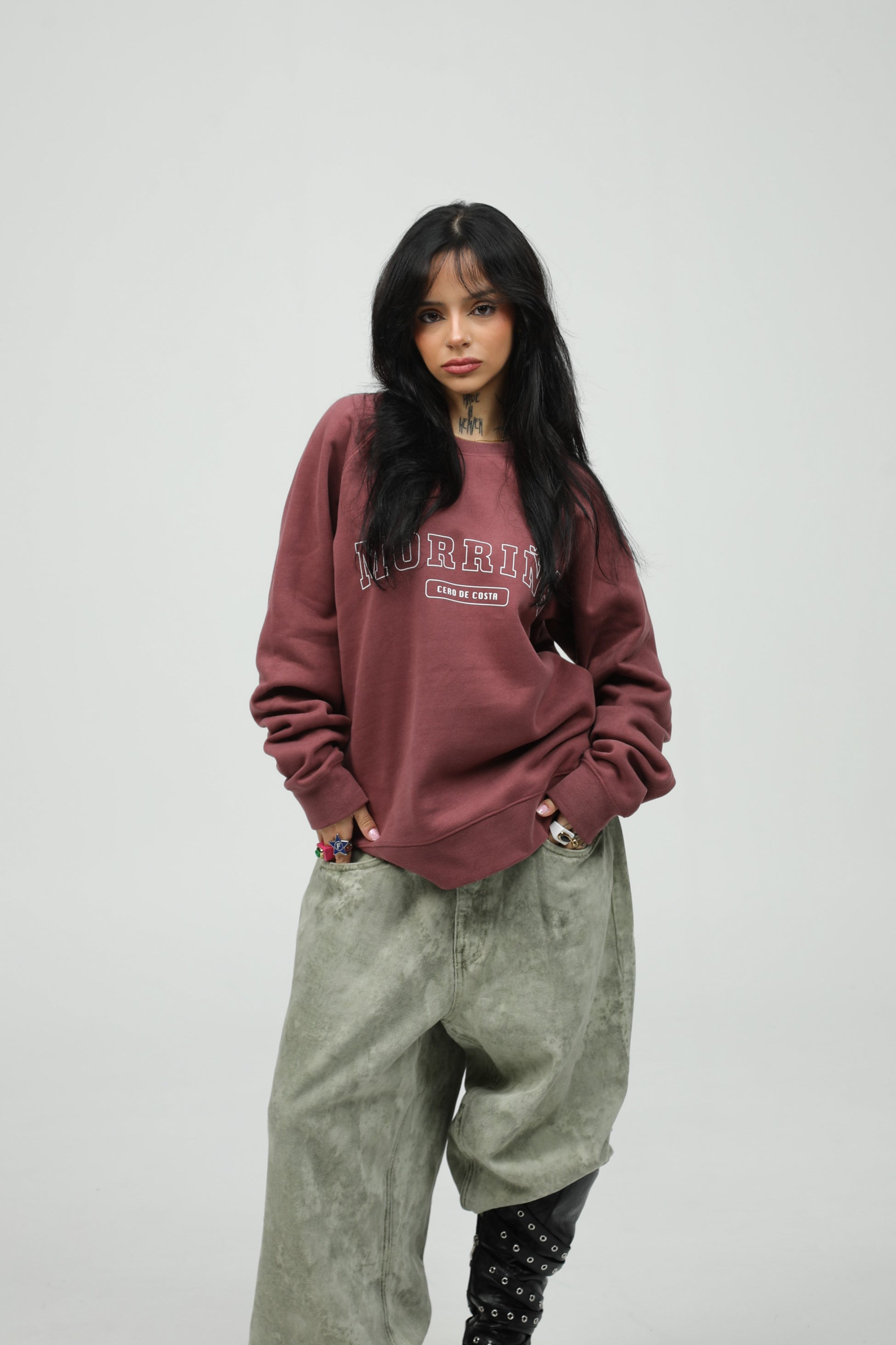 SUDADERA BORDEAUX/BLANCO MORRIÑA