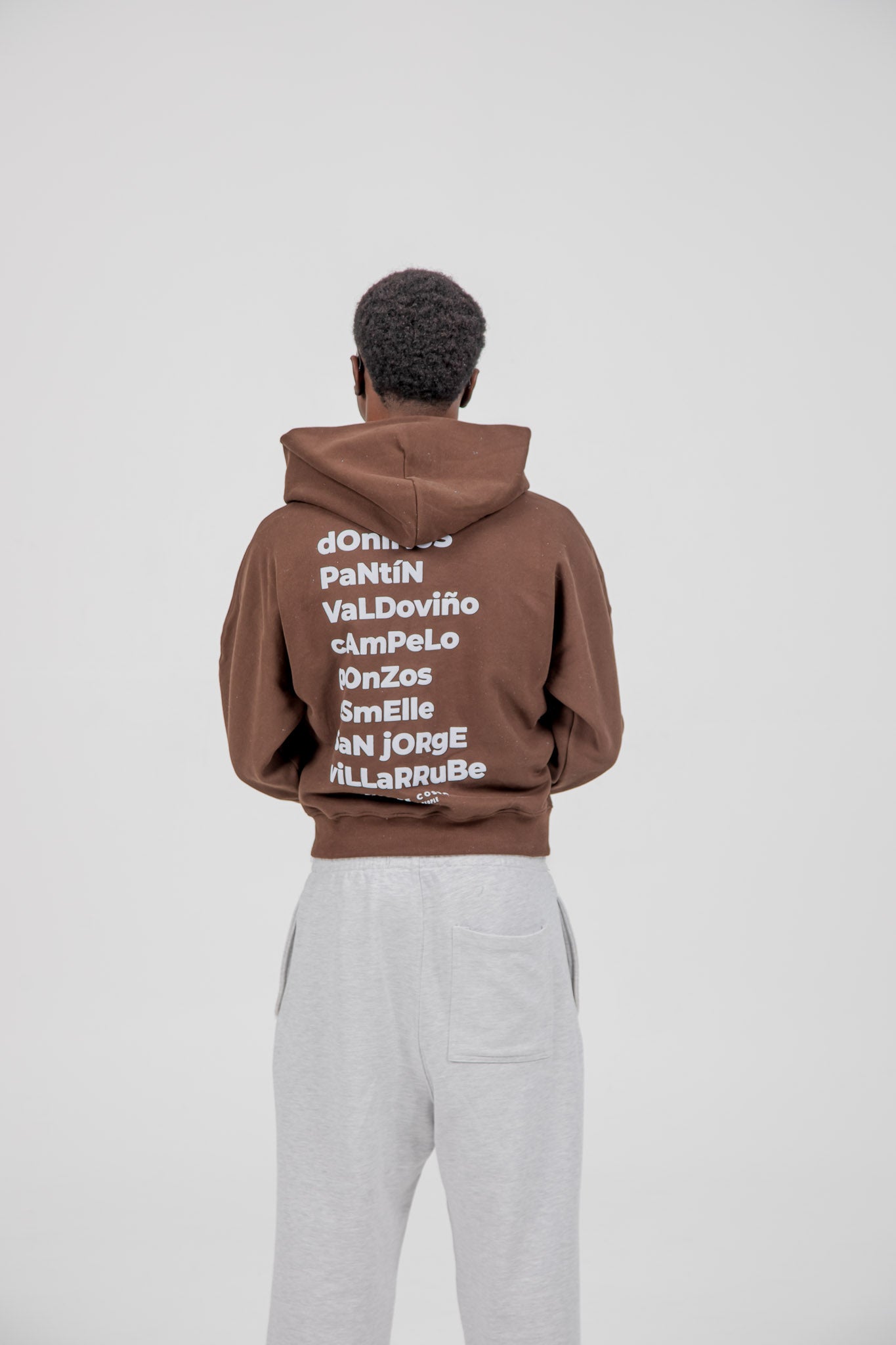 BROWN/LIGHT BLUE "FERROL" SHORT ZIP SWEATSHIRT