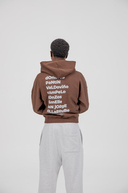 BROWN/LIGHT BLUE "FERROL" SHORT ZIP SWEATSHIRT