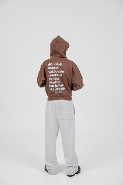 BROWN/LIGHT BLUE "FERROL" SHORT ZIP SWEATSHIRT