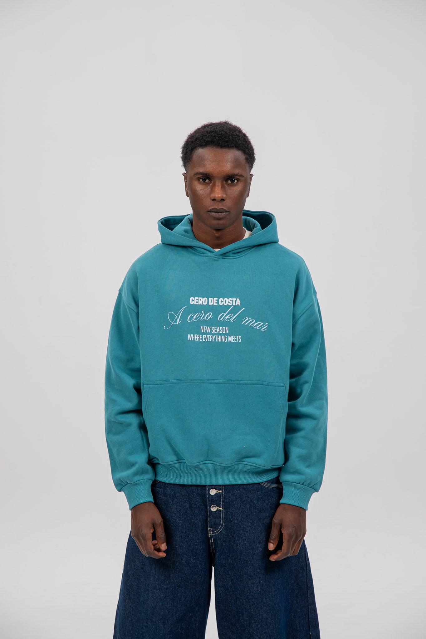 SUDADERA AZUL/AMARILLO "A CORUÑA" CON CAPUCHA