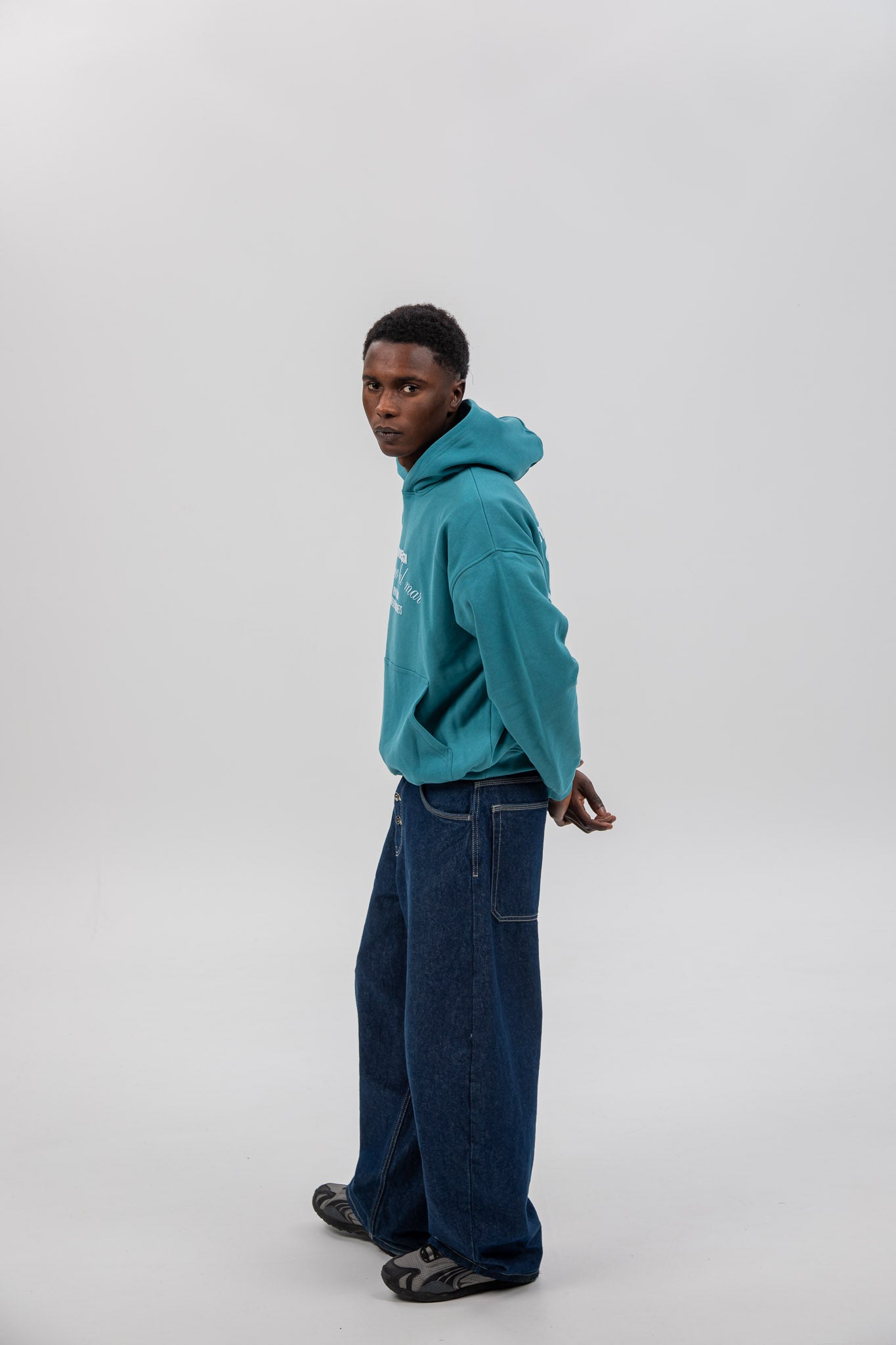 SUDADERA AZUL/AMARILLO "A CORUÑA" CON CAPUCHA