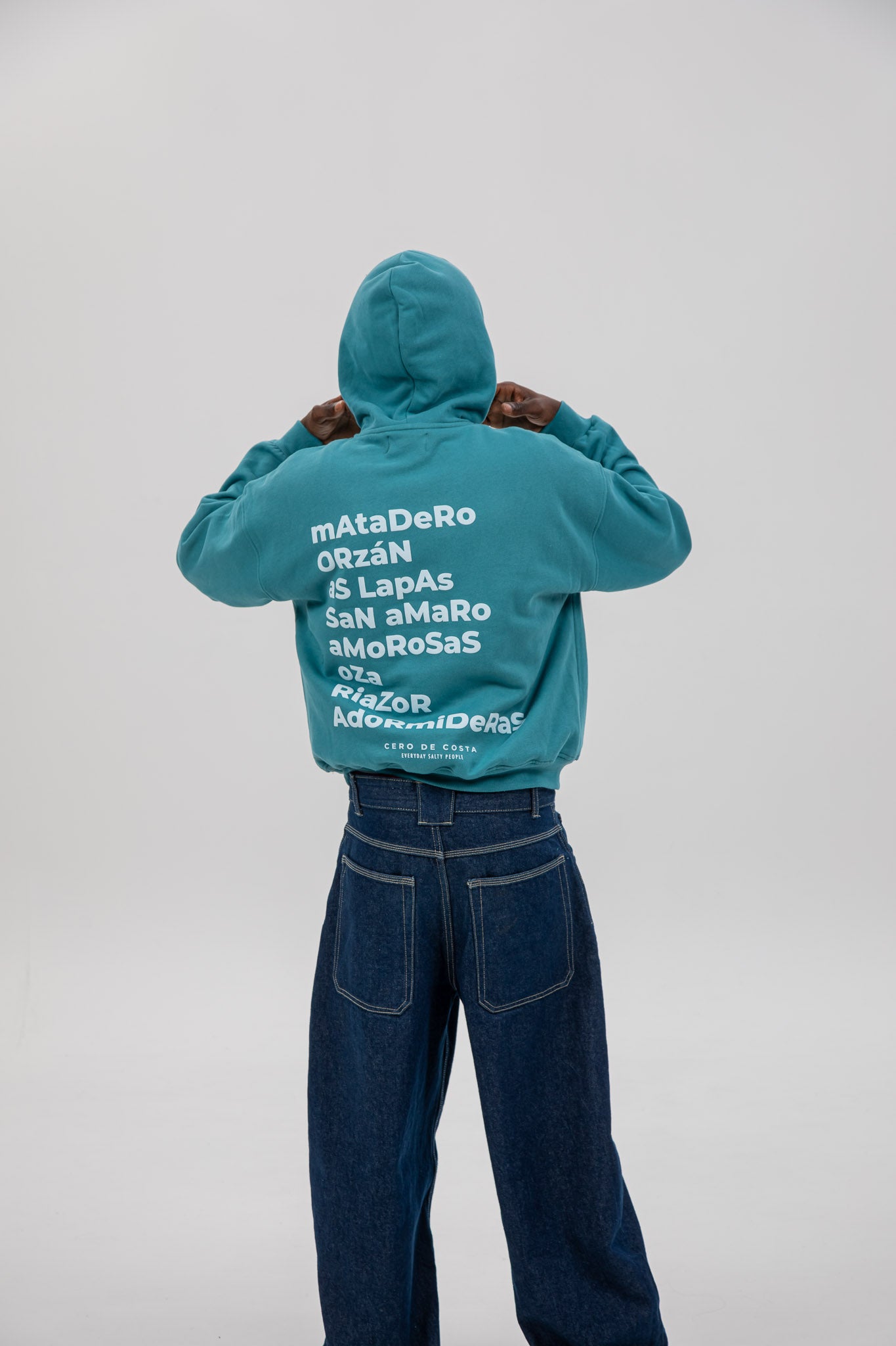 SUDADERA AZUL/AMARILLO "A CORUÑA" CON CAPUCHA