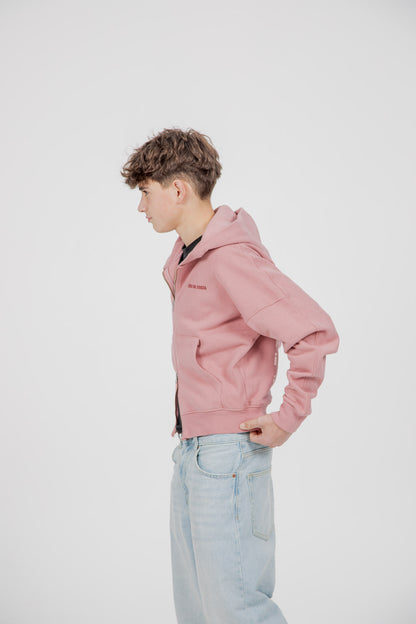 SUDADERA ROSA/ROSA "PLAYAS SURF" CREMALLERA CORTA