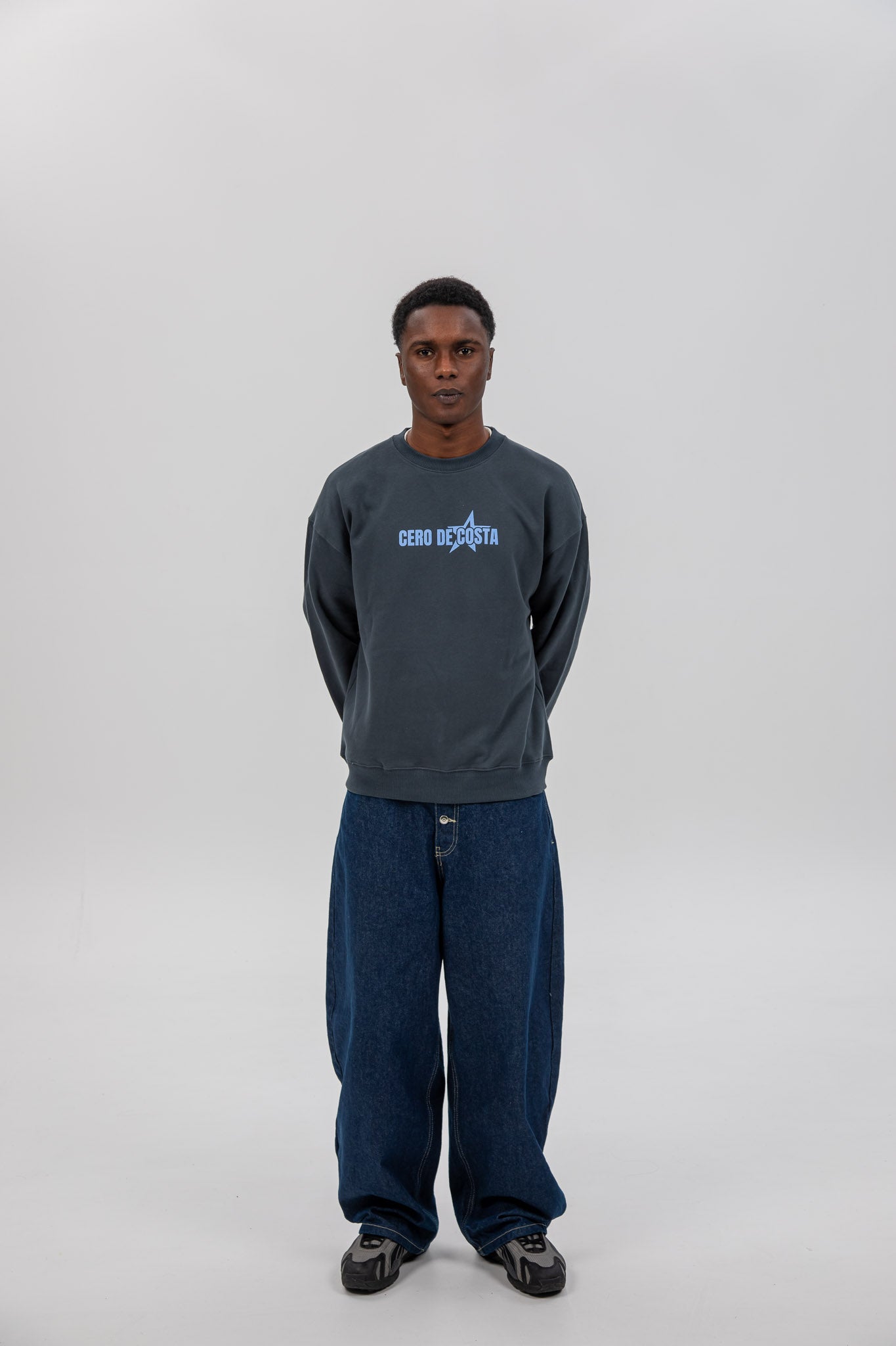 SUDADERA ANTRACITA/CELESTE "BAIONA" ESTRELLA