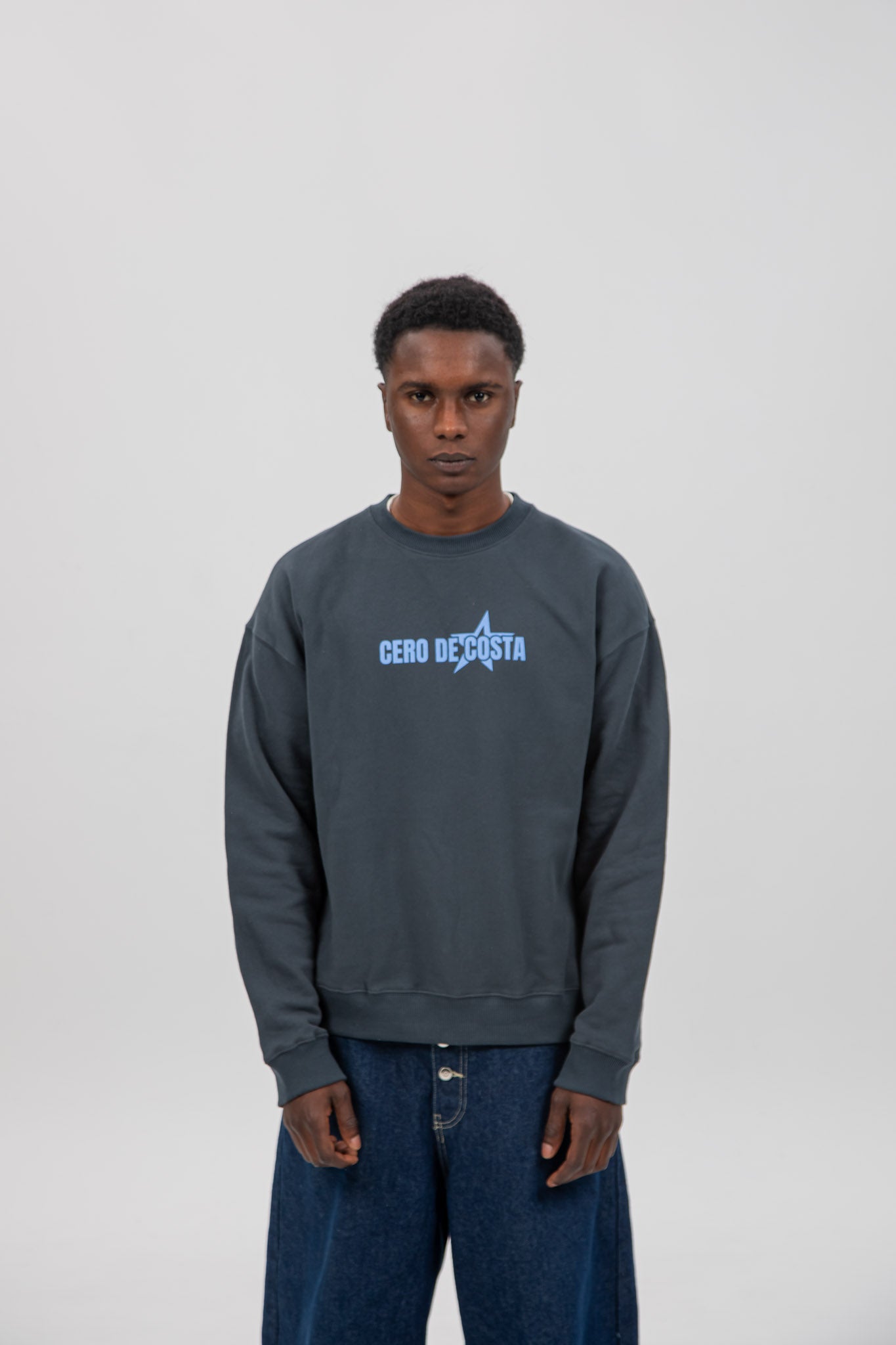 SUDADERA ANTRACITA/CELESTE "BAIONA" ESTRELLA