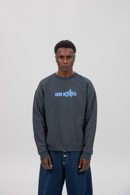 SUDADERA ANTRACITA/CELESTE "BAIONA" ESTRELLA