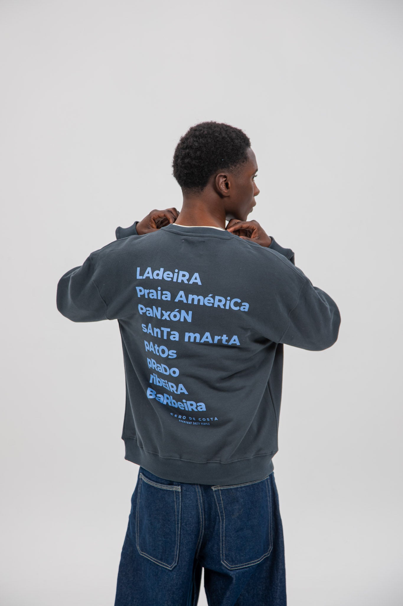 SUDADERA ANTRACITA/CELESTE "BAIONA" ESTRELLA