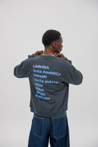 SUDADERA ANTRACITA/CELESTE "BAIONA" ESTRELLA