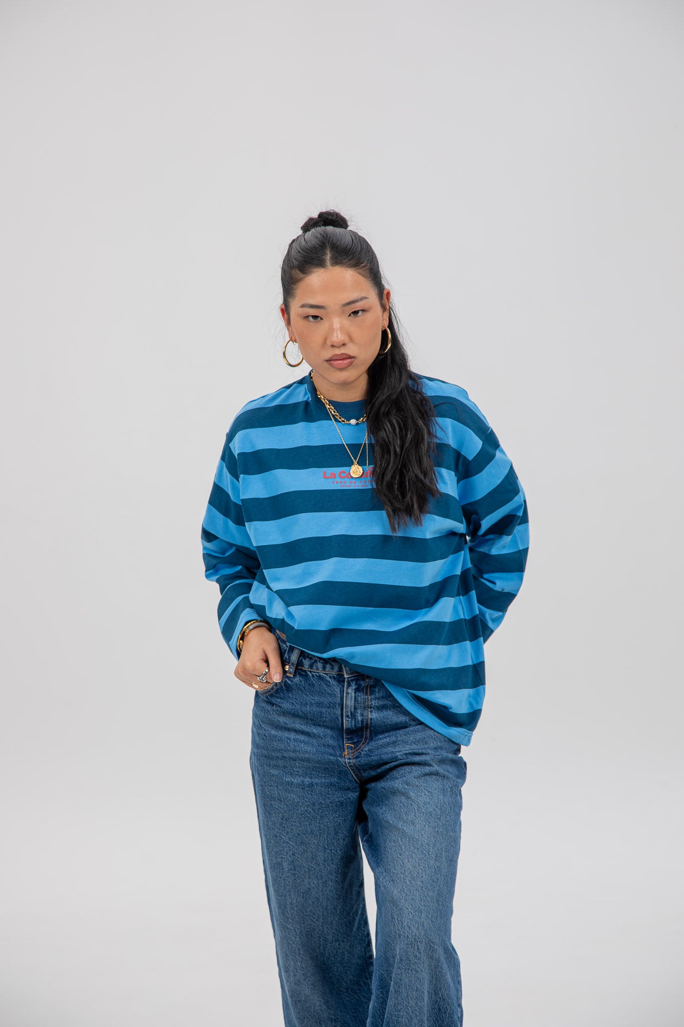 CAMISETA "LA CORUÑA" AZUL/GRANATE RAYAS