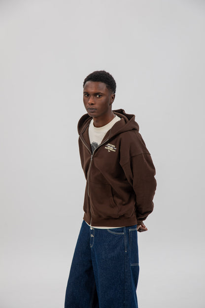 BROWN/BEIGE "SURF BEACHES" ZIP-UP HOODIE