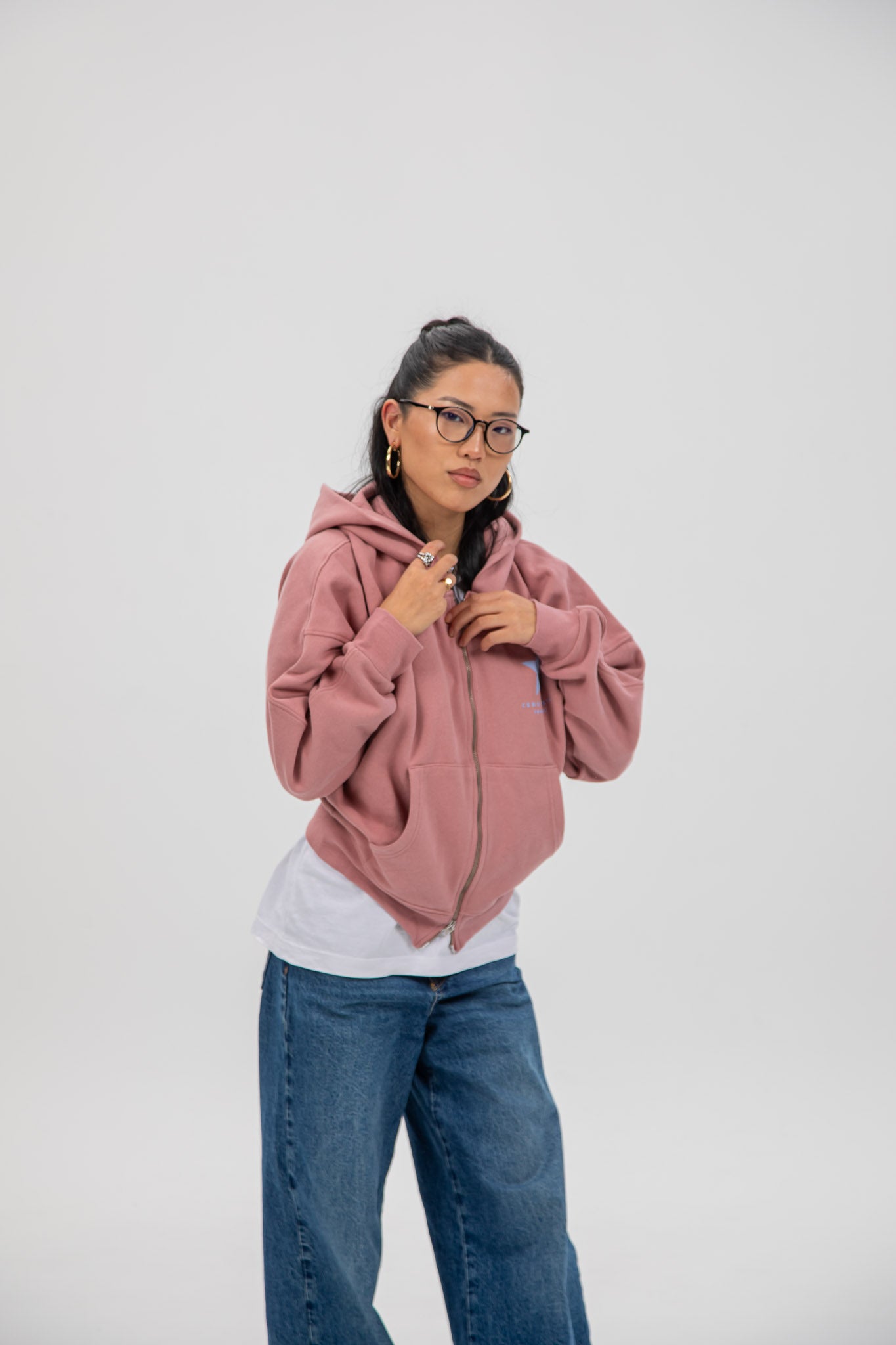 SUDADERA ROSA/AZUL "VIGO ESTRELLA" CREMALLERA CORTA