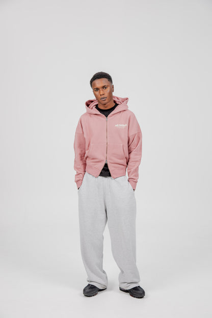 PINK/WHITE "OS FAROS" SHORT ZIPPER SWEATSHIRT