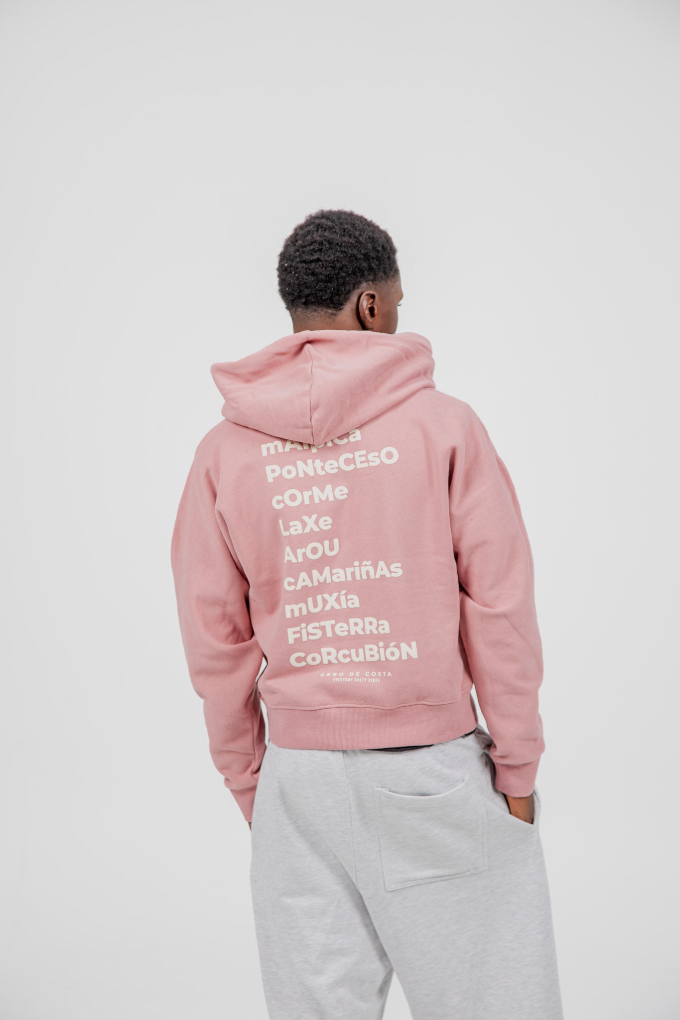 PINK/WHITE "OS FAROS" SHORT ZIPPER SWEATSHIRT