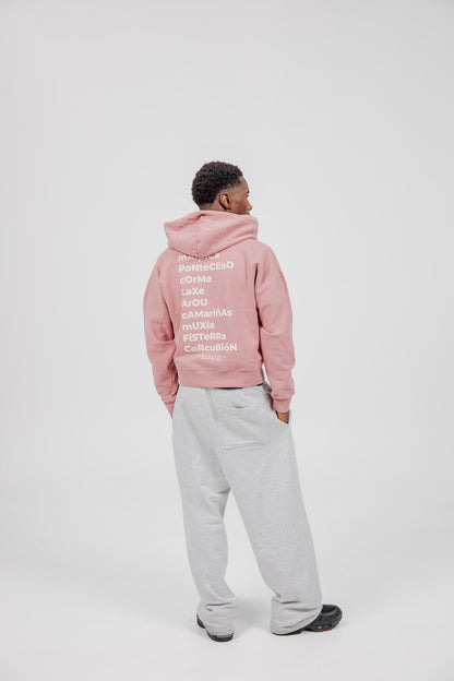 PINK/WHITE "OS FAROS" SHORT ZIPPER SWEATSHIRT