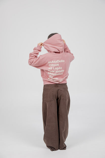 PINK/WHITE SWEATSHIRT "A CORUÑA" SHORT ZIP
