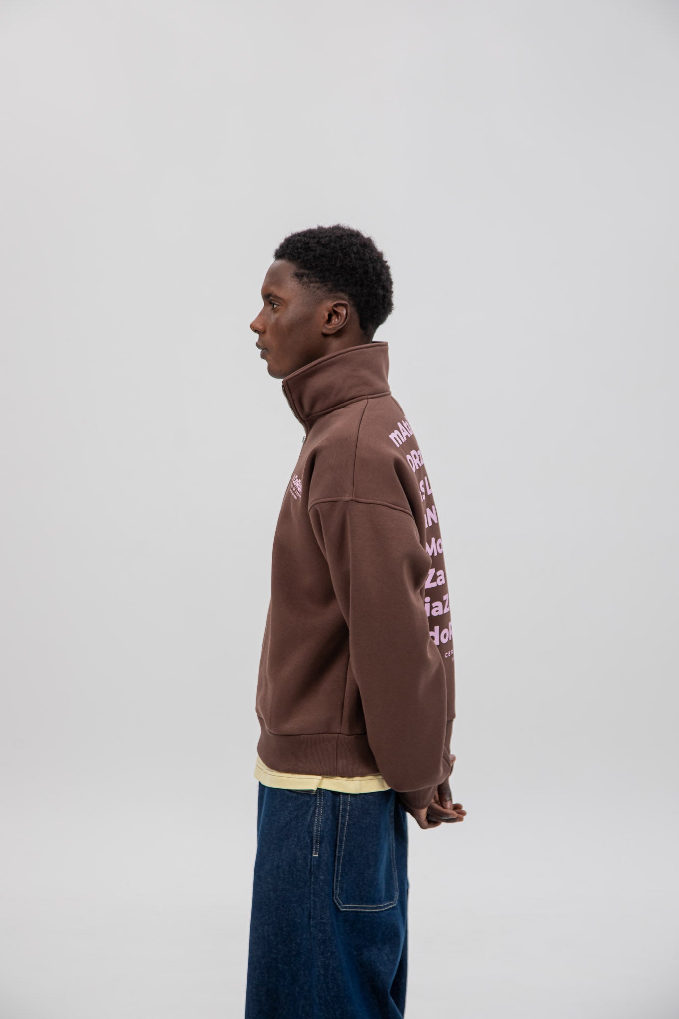 BROWN/PINK SWEATSHIRT "A CORUÑA" HALF ZIP