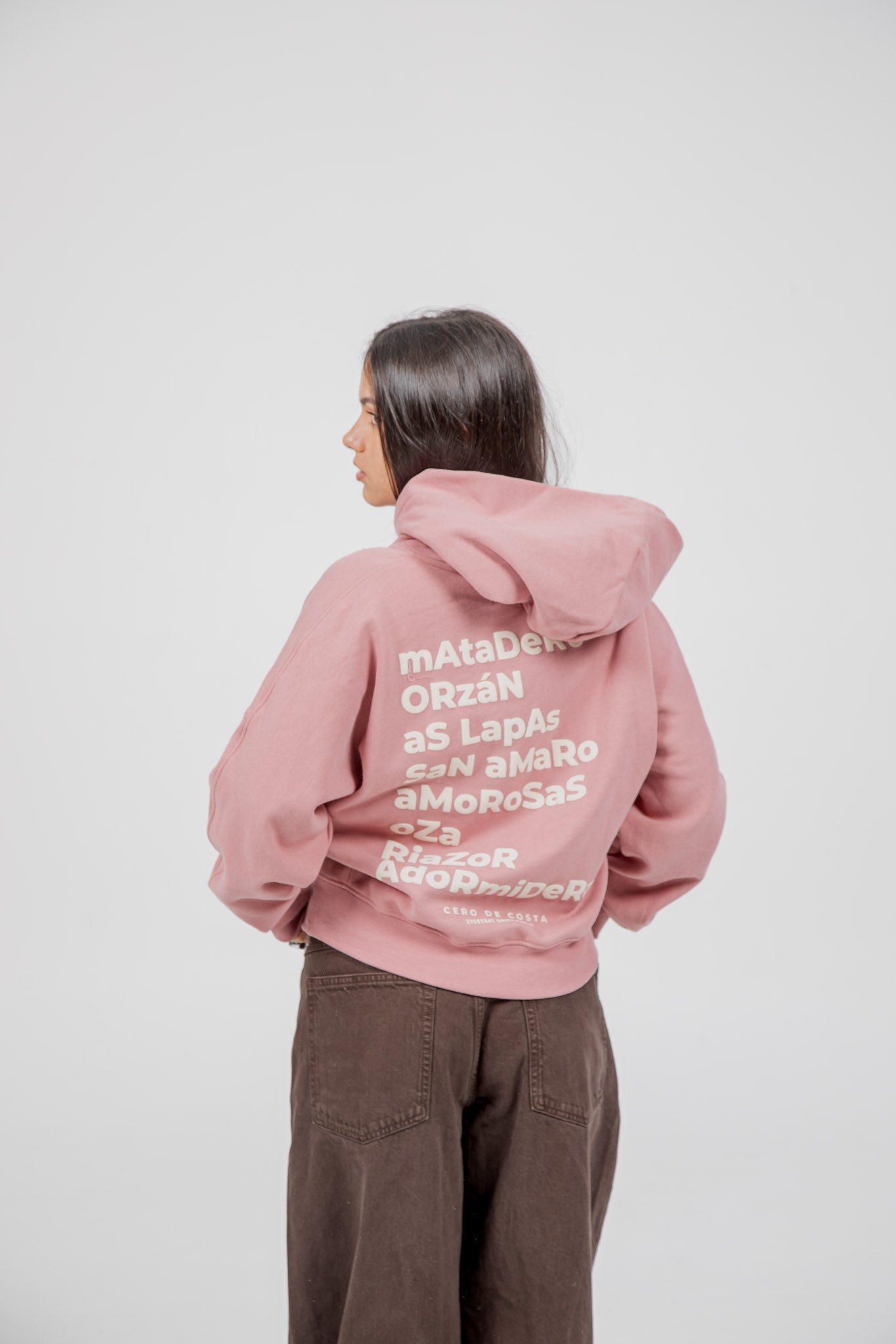 PINK/WHITE SWEATSHIRT "A CORUÑA" SHORT ZIP