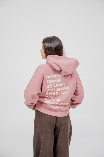 PINK/WHITE SWEATSHIRT "A CORUÑA" SHORT ZIP