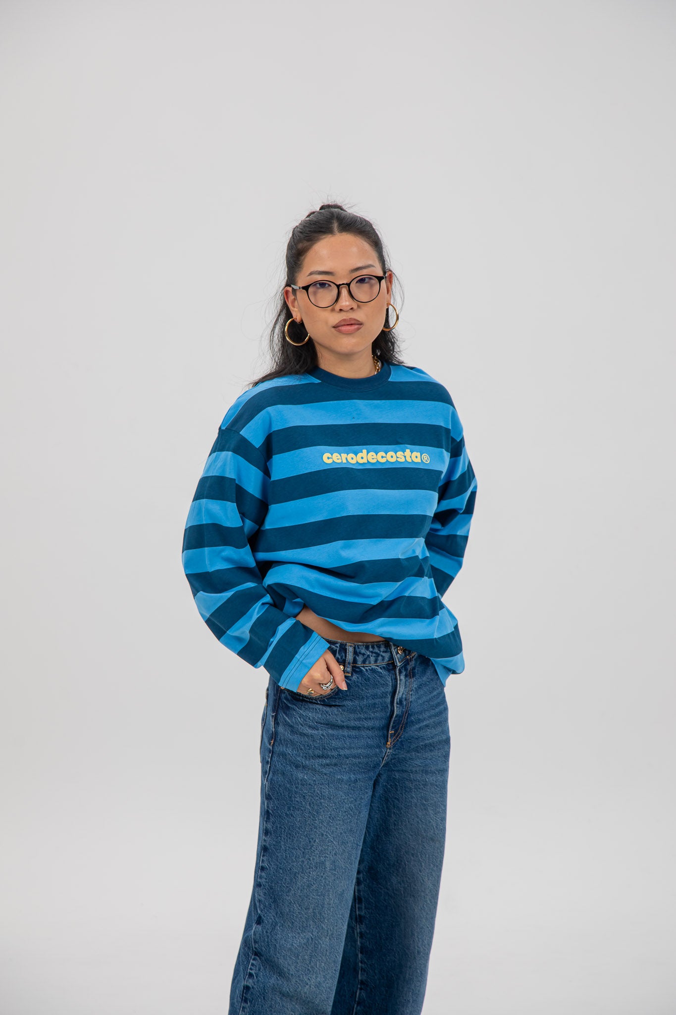 CAMISETA AZUL/CELESTE "PLAYAS RAZO" RAYAS