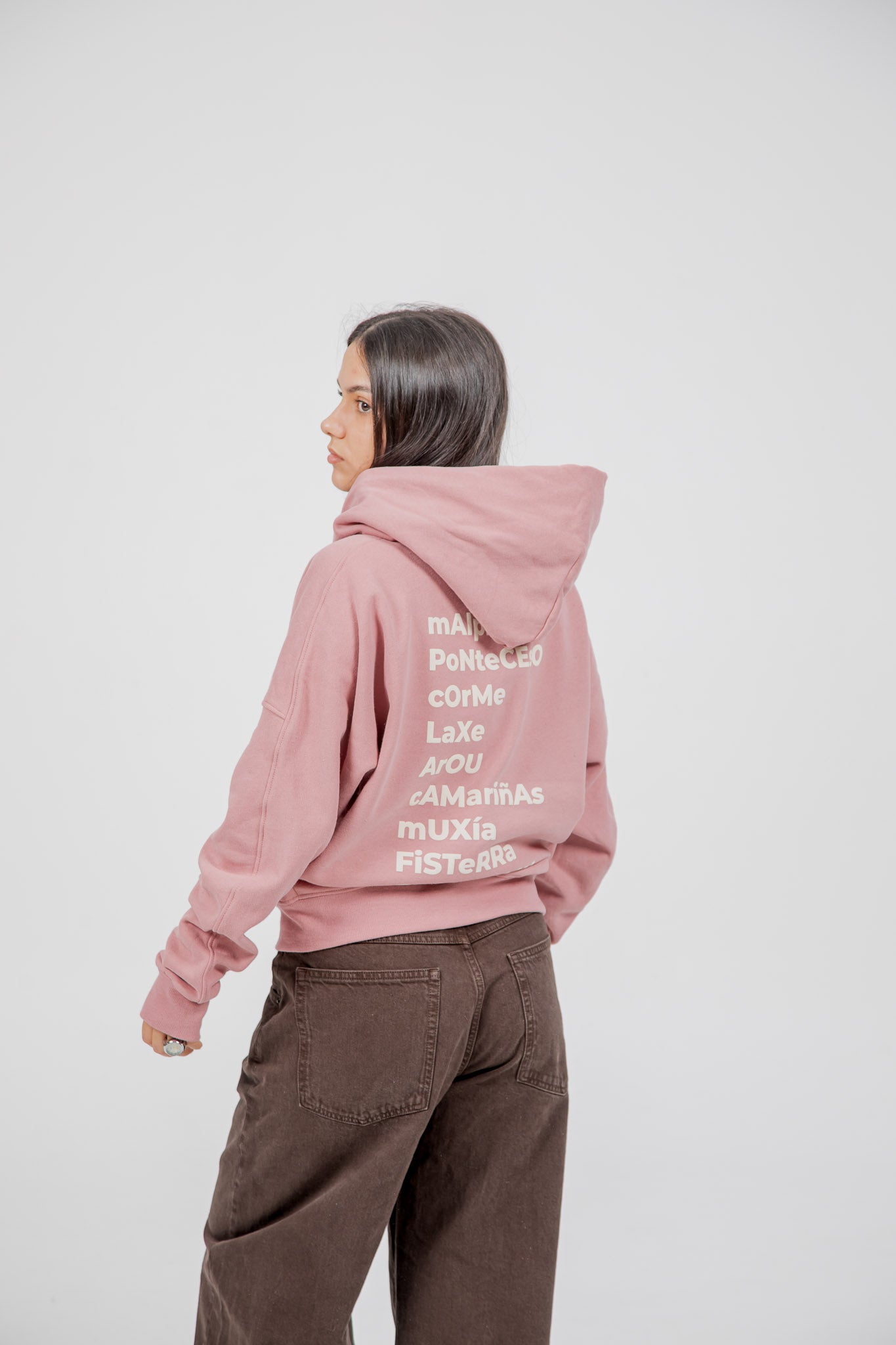 PINK/WHITE "OS FAROS" SHORT ZIPPER SWEATSHIRT