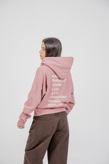 PINK/WHITE "OS FAROS" SHORT ZIPPER SWEATSHIRT