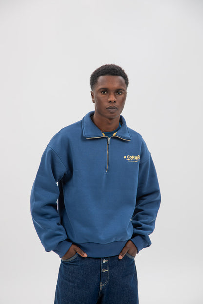 BLUE/YELLOW "A CORUÑA" SWEATSHIRT HALF ZIP