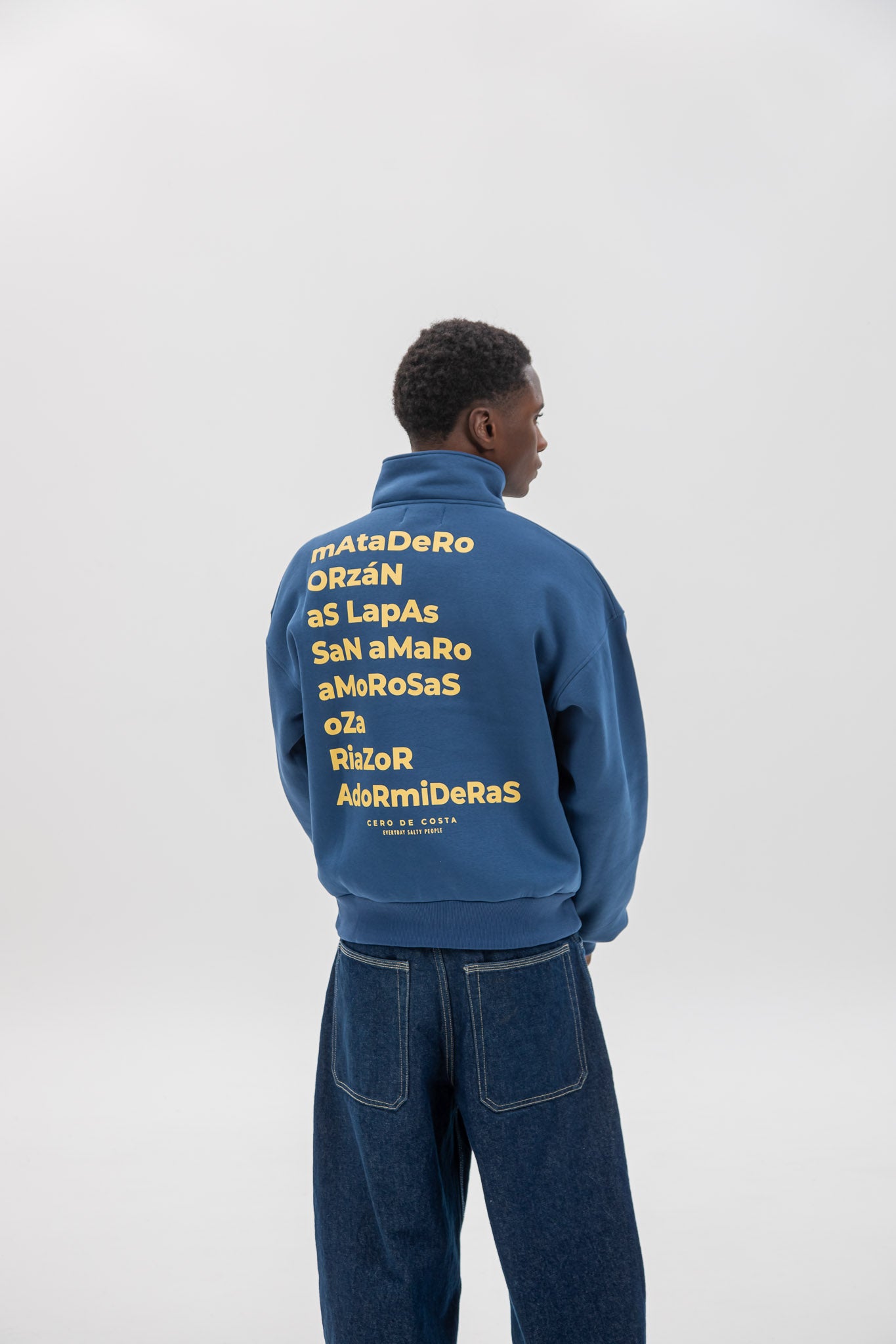 BLUE/YELLOW "A CORUÑA" SWEATSHIRT HALF ZIP
