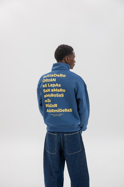 BLUE/YELLOW "A CORUÑA" SWEATSHIRT HALF ZIP