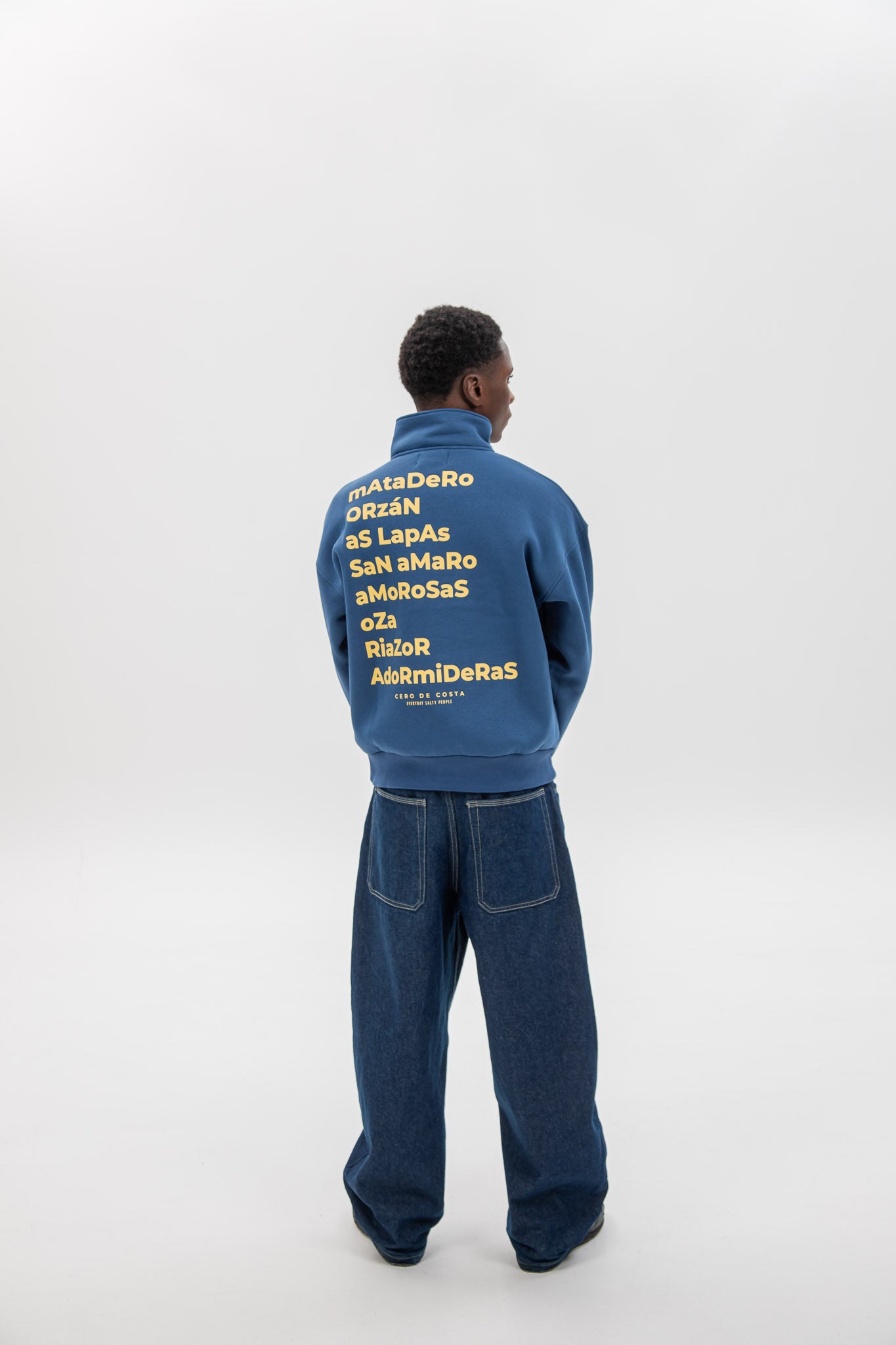 BLUE/YELLOW "A CORUÑA" SWEATSHIRT HALF ZIP