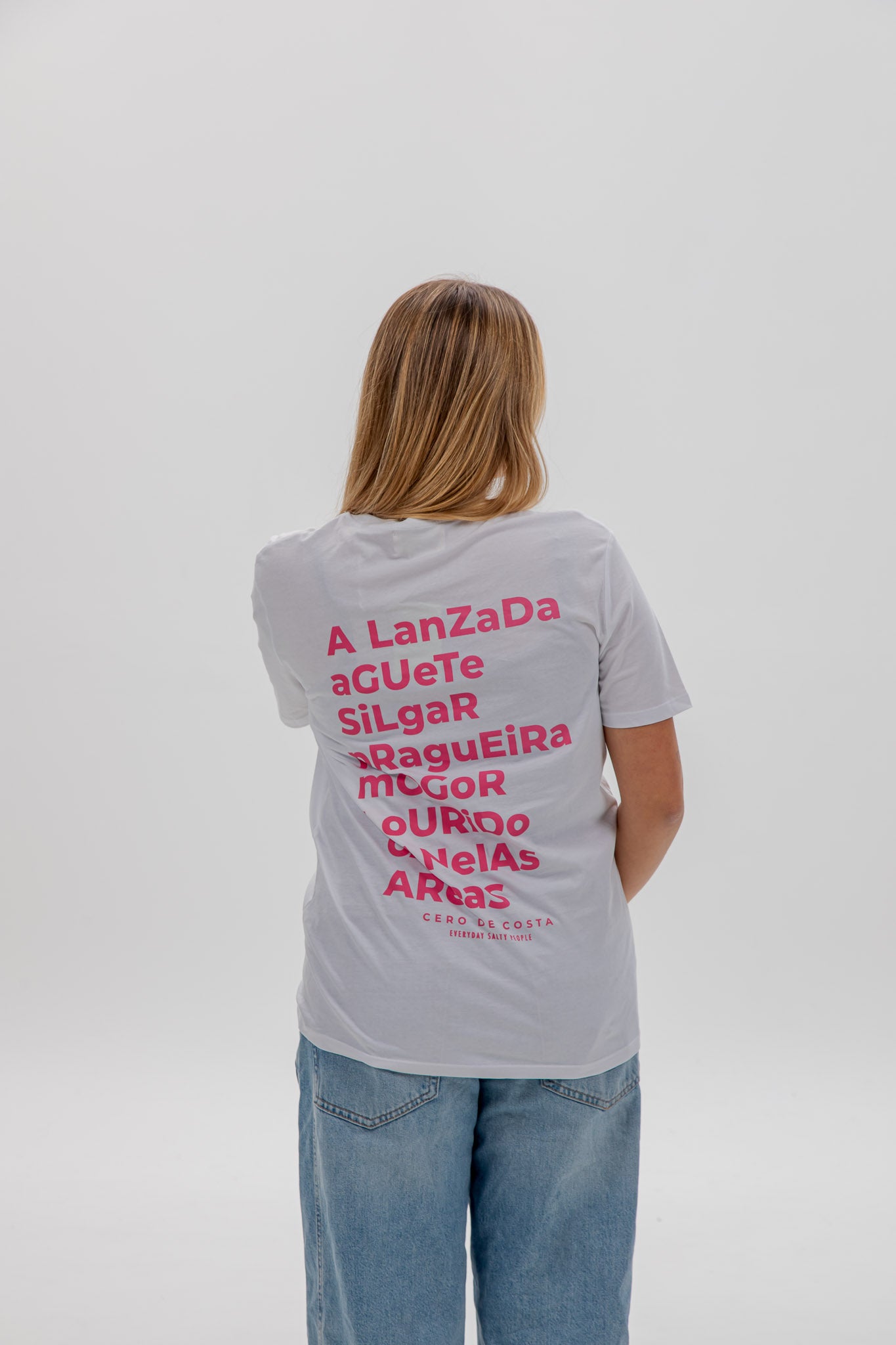 CAMISETA BLANCO/ROSA "PONTEVEDRA"