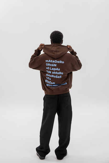 BROWN/BLUE "A CORUÑA" ZIP-UP HOODIE