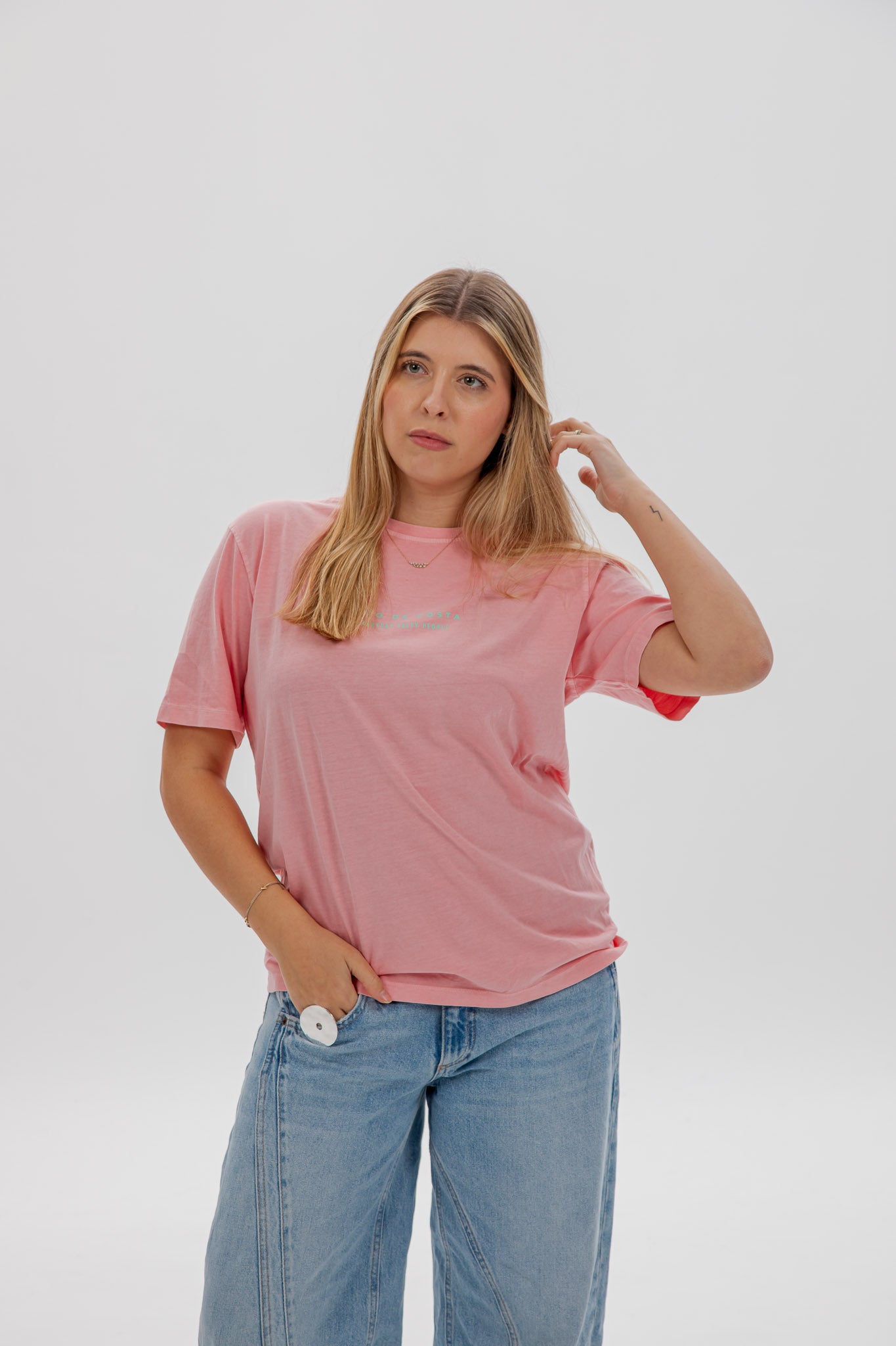 CAMISETA ROSA/VERDE-AGUA "VIGO"