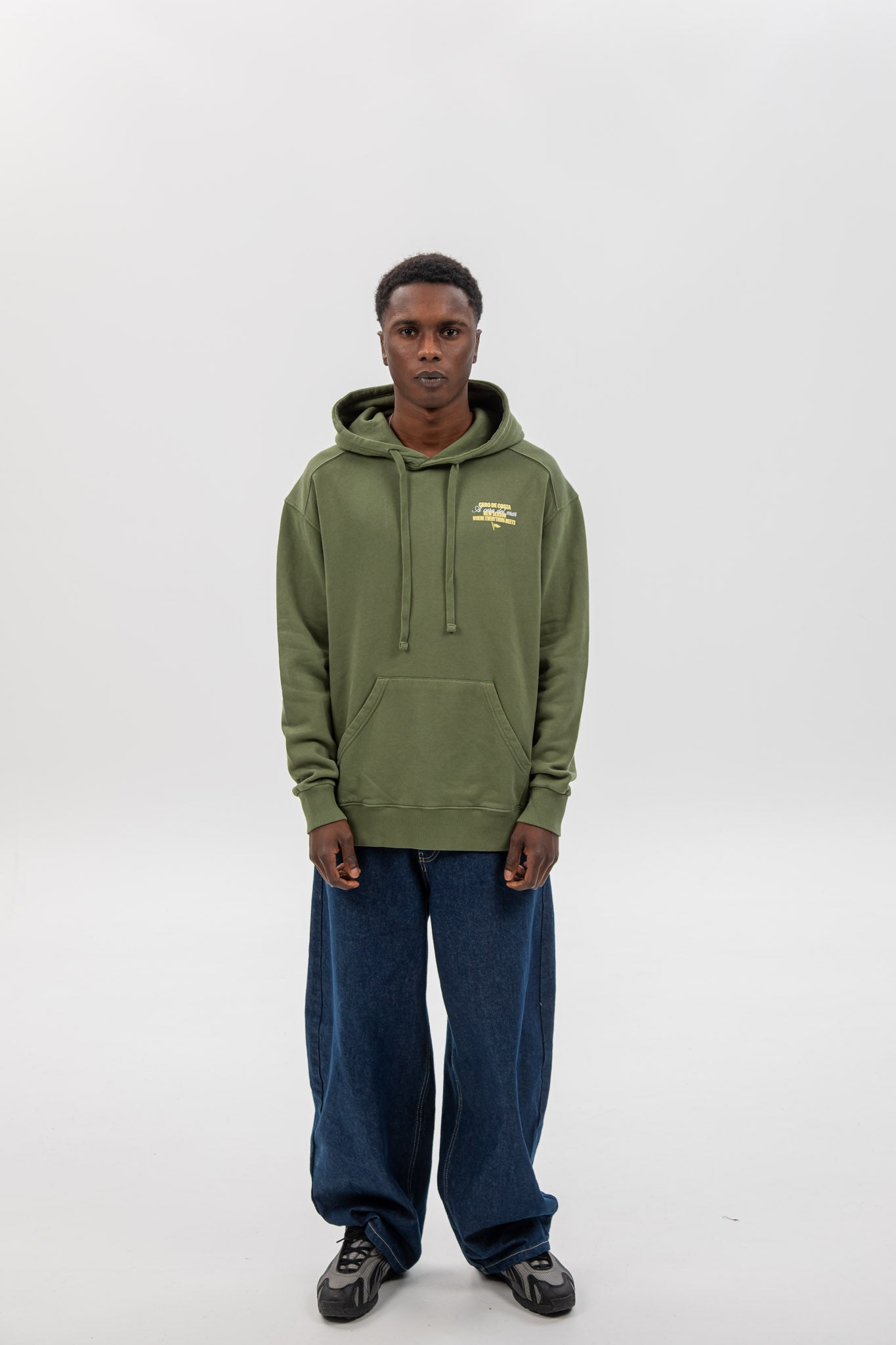 SUDADERA VERDE/CELESTE "PLAYAS SURF" CON CAPUCHA