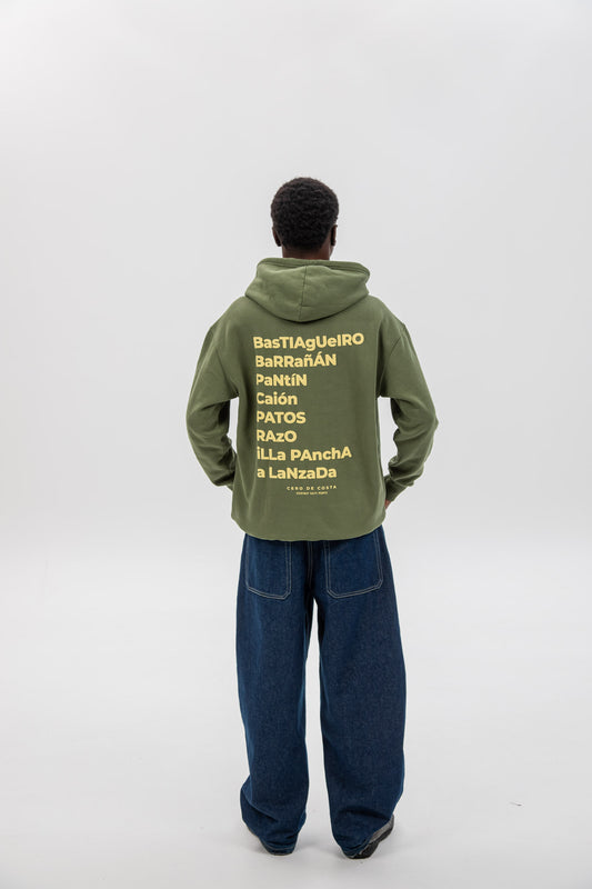 GREEN/LIGHT BLUE "SURF BEACHES" HOODIE