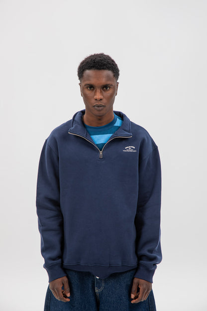 NAVY/BEIGE "PONTEVEDRA" SWEATSHIRT WITH HALF ZIP