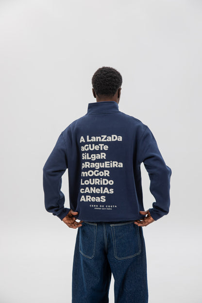 NAVY/BEIGE "PONTEVEDRA" SWEATSHIRT WITH HALF ZIP
