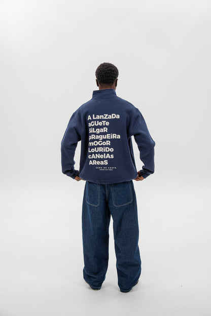 NAVY/BEIGE "PONTEVEDRA" SWEATSHIRT WITH HALF ZIP