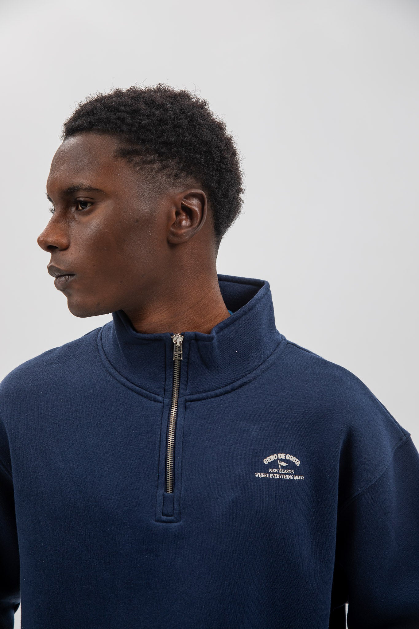 NAVY/BEIGE "PONTEVEDRA" SWEATSHIRT WITH HALF ZIP